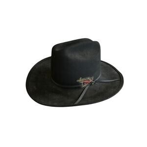Western Express Inc Black Wool Cowboy Hat 7 1/4 58 Felt Western USA Rodeo Ranch